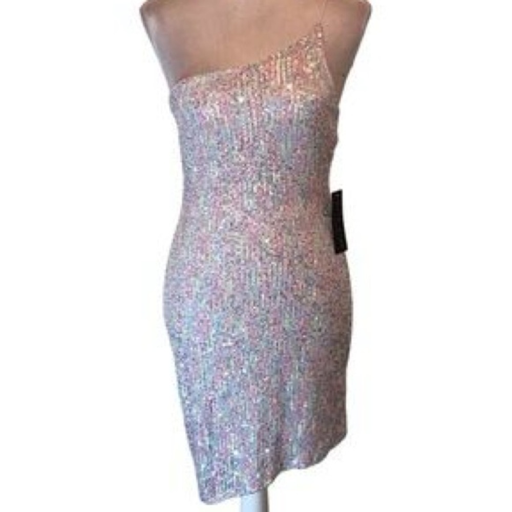 Sequin Multicolor one sleeve dress